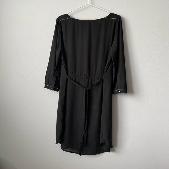 H&M SHEER BEADED LONG SLEEVE PARTY SHIFT DRESS WITH TIE WAIST SIZE 12 - Picture 3 of 11